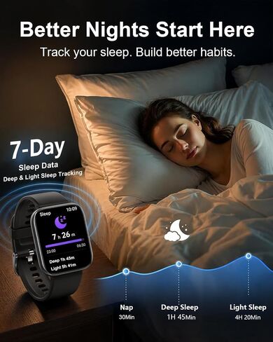 MorePro Health Fitness Tracker (Make/Answer Call), 24/7 Heart Rate Monitor with Blood Pressure, Blood Oxygen, Sleep Tracking, 120+ Sports Modes Smart Watch, Compatible with iOS Android in Kuwait