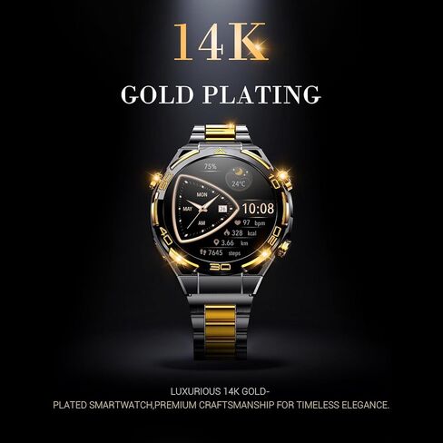 Smart Watches for Men with GPS, 1.43"AMOLED Screen Luxury Men's Watch with LED Flashlight & Compass,ChatGPT/7-Day Battery/IP68 Waterproof/Heart Monitor, 120+ Workout Modes for Android iPhone(2 Bands) in Kuwait