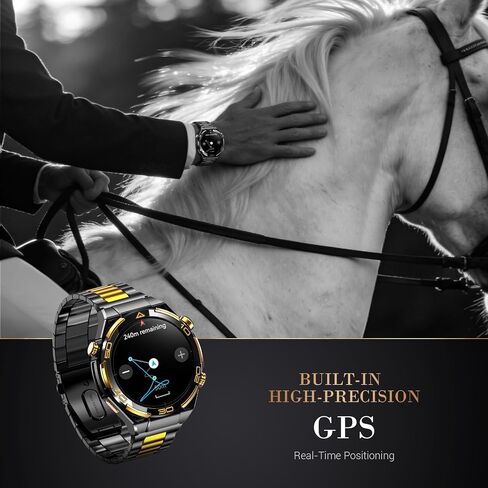 Smart Watches for Men with GPS, 1.43"AMOLED Screen Luxury Men's Watch with LED Flashlight & Compass,ChatGPT/7-Day Battery/IP68 Waterproof/Heart Monitor, 120+ Workout Modes for Android iPhone(2 Bands) in Kuwait