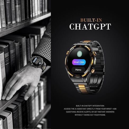 Smart Watches for Men with GPS, 1.43"AMOLED Screen Luxury Men's Watch with LED Flashlight & Compass,ChatGPT/7-Day Battery/IP68 Waterproof/Heart Monitor, 120+ Workout Modes for Android iPhone(2 Bands) in Kuwait