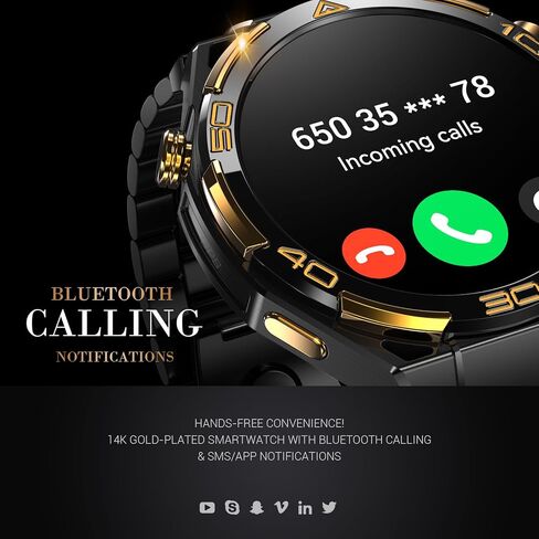 Smart Watches for Men with GPS, 1.43"AMOLED Screen Luxury Men's Watch with LED Flashlight & Compass,ChatGPT/7-Day Battery/IP68 Waterproof/Heart Monitor, 120+ Workout Modes for Android iPhone(2 Bands) in Kuwait