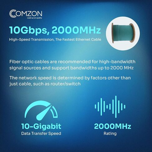 COMZON 12 Strand Armored Fiber Cable, OM3 Multimode, Aqua, 500ft Spool in Kuwait