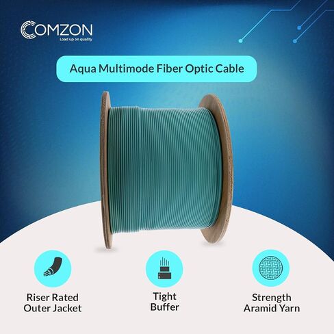 COMZON 12 Strand Armored Fiber Cable, OM3 Multimode, Aqua, 500ft Spool in Kuwait