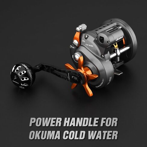 GOMEXUS Power Handle Compatible for Okuma Cold Water Linecounter Trolling Reels 85mm Forged Carbon in Kuwait