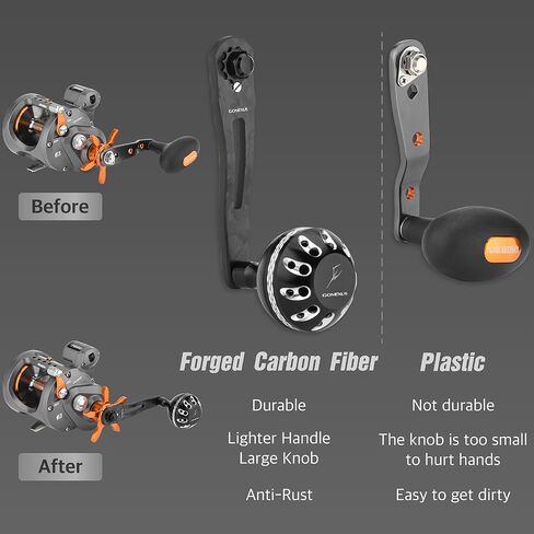 GOMEXUS Power Handle Compatible for Okuma Cold Water Linecounter Trolling Reels 85mm Forged Carbon in Kuwait