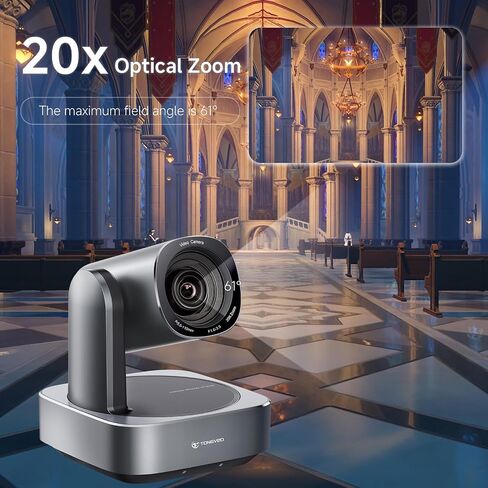 AI Auto-Tracking PTZ Camera 20x Optical Zoom HDMI USB IP Live Streaming Camera 1080P 60fps Video Conferencing System POE Supply for Church Services Worship Education Work with Zoom Team vMix OBS in Kuwait