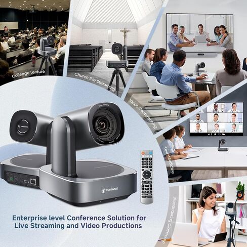 AI Auto-Tracking PTZ Camera 20x Optical Zoom HDMI USB IP Live Streaming Camera 1080P 60fps Video Conferencing System POE Supply for Church Services Worship Education Work with Zoom Team vMix OBS in Kuwait