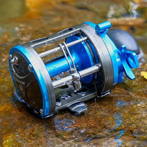 Sougayilang F47 Baitcasting Fishing Reel - Reinforced Metal Body Round Baitcaster for Smooth Powerful Saltwater Inshore Surf Trolling - Conventional Reel for Catfish, Musky, Bass, Pike in Kuwait