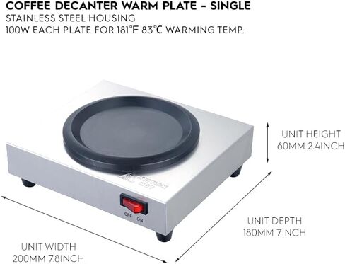 Commercial Coffee Decanter Warm Plate (Single Plate), Stainless Steel Structure with Non-Stick Aluminum Plate Shaped for Standard Decanter, Ideal for Cafe, Break Room, Buffet, Event and Commercial Use in Kuwait