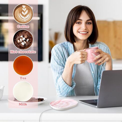 Nitial Thank You Coffee Warmer with Mug Set for Women Thank You for Being Awsome Pink Marble Mug Warming Set Employee Appreciation Gifts Birthday Gift for Coworker Volunteer Teacher in Kuwait