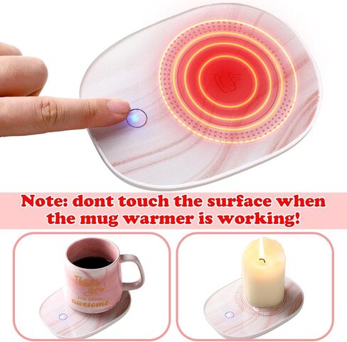 Nitial Thank You Coffee Warmer with Mug Set for Women Thank You for Being Awsome Pink Marble Mug Warming Set Employee Appreciation Gifts Birthday Gift for Coworker Volunteer Teacher in Kuwait