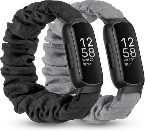 2 Pack Compatible with Fitbit Inspire 3 Bands for Women Men, Scrunchie Stretchy Strap Cute Elastic Sport Replacement Fabric Cloth Wristband for Fitbit Inspire 3/Inspire 2 in Kuwait
