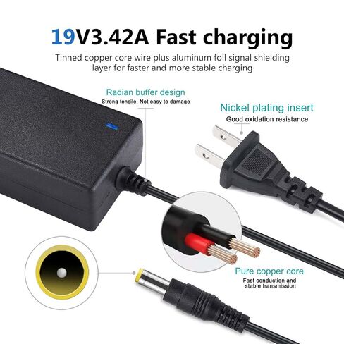 Replacement 19V Power Cord for Samsung TV 32" UN32 J4000 J4500 J5205 J5003 J525D UN32J4000AF UN32J5205AF UN32J525DAF UN32J5003AF UN32J400DAF A4819-FDY Monitor Charger HW-M360 Soundbar Supply Cable in Kuwait