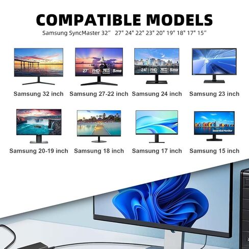 Replacement for Samsung Monitor Power Cord AC/DC 14V 3A for SyncMaster 32" 27" 24" 22" 23" 20" 19" 18" 17" 15" Screen LED LCD TFT Monitor TV Power Supply Cord Cable in Kuwait
