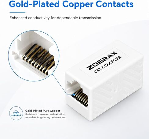 12-Pack Cat6 Ethernet Coupler 10Gbps – RJ45 Female to Female Adapter, Inline Extender for Network Cable, Unshielded Keystone Jack Replacement, White, Compatible with Cat6/Cat5e/Cat5 in Saudi Arabia