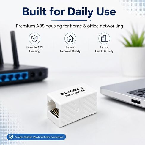 12-Pack Cat6 Ethernet Coupler 10Gbps – RJ45 Female to Female Adapter, Inline Extender for Network Cable, Unshielded Keystone Jack Replacement, White, Compatible with Cat6/Cat5e/Cat5 in Saudi Arabia
