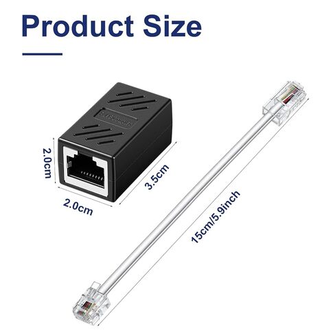 1 Pcs Phone Jack to Ethernet Cable Adapter, RJ45-to-RJ11 Adapter, RJ45 8P8C Female to RJ11 6P4C Male Phone Lines for Landline Telephone Service in Kuwait
