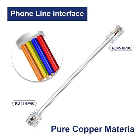 1 Pcs Phone Jack to Ethernet Cable Adapter, RJ45-to-RJ11 Adapter, RJ45 8P8C Female to RJ11 6P4C Male Phone Lines for Landline Telephone Service in Kuwait