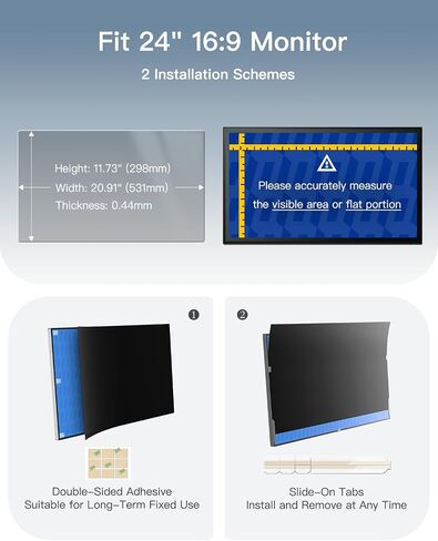 Monitor Privacy Screen 24 Inch 16:9, 1-Pack - Enhanced Anti-Glare & Blue Light Filter for Comprehensive Eye Care in Kuwait