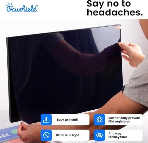 Ocushield 19" (16:10) Premium Anti Blue Light Screen Protector with Privacy Filter for Laptops and Computer Monitors Anti-Glare - Easy Install - Anti-Fingerprint - Reduce Eye Fatigue (409 x 256 mm) in Kuwait