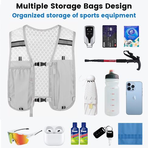 Running Vest for Women Men, Adjustable Lightweight Hydration Vest with 500ml Soft Flask, Breathable Backpack for Trail Race Hiking Cycling Climbing Jogging Marathon in Kuwait