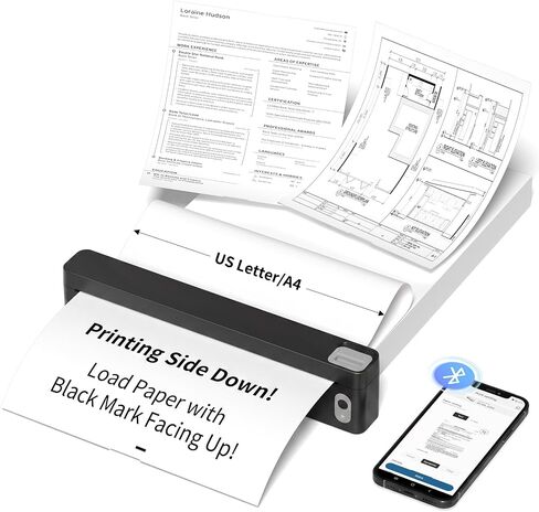 JADENS Portable US Letter Thermal Printer with Bluetooth, Inkless Printing in Kuwait
