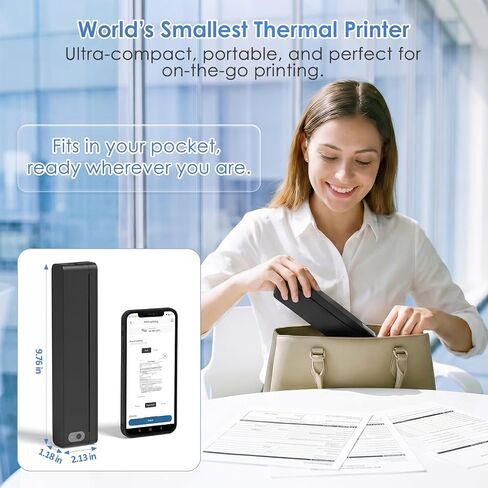 JADENS Portable US Letter Thermal Printer with Bluetooth, Inkless Printing in Kuwait