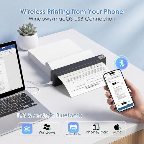 JADENS Portable US Letter Thermal Printer with Bluetooth, Inkless Printing in Kuwait