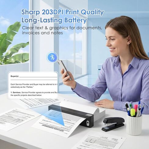 JADENS Portable US Letter Thermal Printer with Bluetooth, Inkless Printing in Kuwait