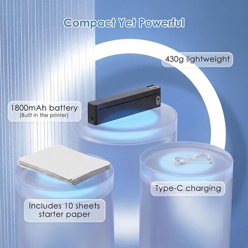 JADENS Portable US Letter Thermal Printer with Bluetooth, Inkless Printing in Kuwait