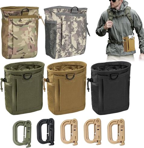 5 Pcs Tactical Colored Dump Pouch Magazine Recovery Pouch Drastring Ammo Bag Belt Utility Fanny Adjustable Military Holster Bag Outdoor for Airsoft Paintball Hunting Gear with D-Ring Grimlock（5 color） in Saudi Arabia