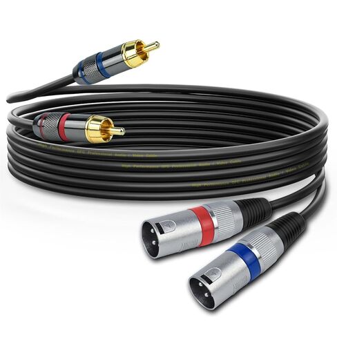 Dual RCA Male to Dual XLR Male Cable Adapter, 10 Feet Unbalanced L/R RCA to XLR Phono Plug Cable, Left and Right Tape Out Cord, for Mixer, Studio Monitor, Stereo HiFi Subwoofer Speaker in Kuwait