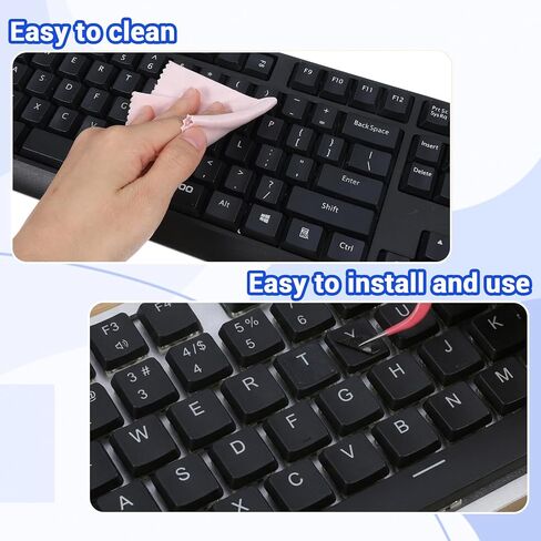 4Pcs Universal English Keyboard Letter Stickers, Replacement Keyboard Letters Sticker, Black Background White Lettering for PC Laptop Desktop Computer in Kuwait