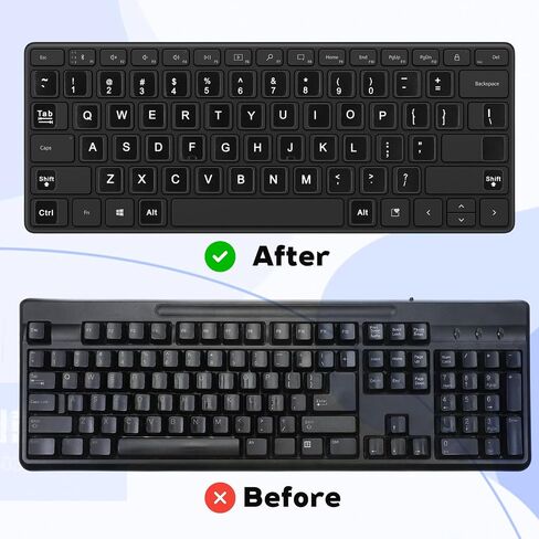 4Pcs Universal English Keyboard Letter Stickers, Replacement Keyboard Letters Sticker, Black Background White Lettering for PC Laptop Desktop Computer in Kuwait