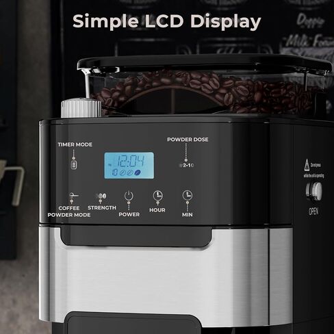 Drip Coffee Maker with Built In Grinder, 10-Cup Grind and Brew Coffee Machine Fully Automatic, Programmable with Brew Strength, Permanent Filter, Glass Carafe, 50oz Water Tank, Ideal for Home/Office in Kuwait