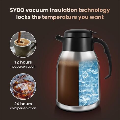 SYBO 74oz Insulated Thermal Coffee Carafe, Stainless Steel in Kuwait