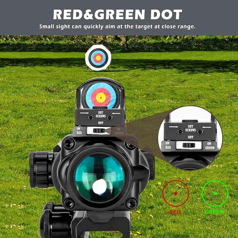Aomekie 2-in-1 Combo Prism Rifle Scope 4X32 Compact Red & Green Dot Holographic with Adjustable Brightness in Kuwait