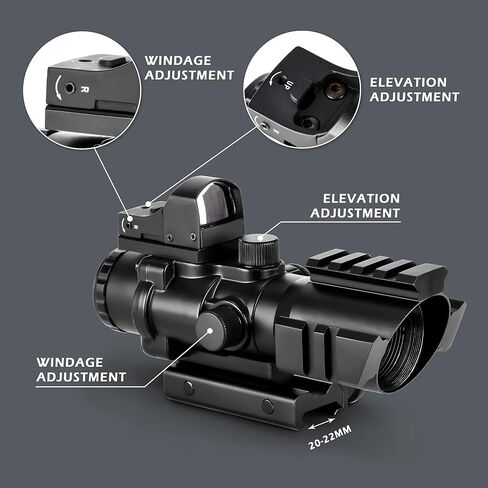 Aomekie 2-in-1 Combo Prism Rifle Scope 4X32 Compact Red & Green Dot Holographic with Adjustable Brightness in Kuwait