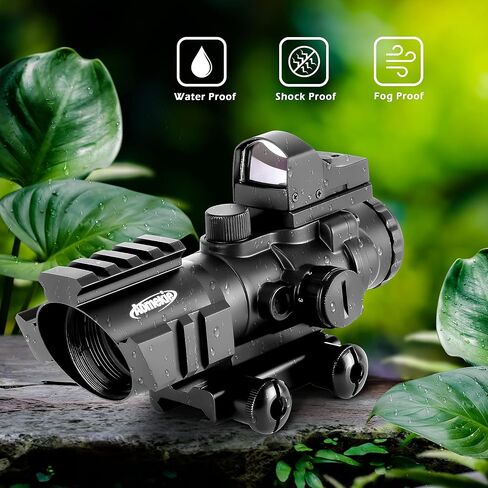 Aomekie 2-in-1 Combo Prism Rifle Scope 4X32 Compact Red & Green Dot Holographic with Adjustable Brightness in Kuwait