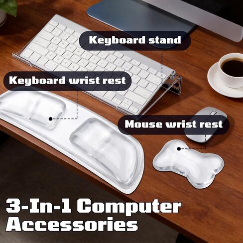 3PCS Gel Wrist Rest for Keyboard and Mouse with Computer Keyboard Stand Set in Kuwait