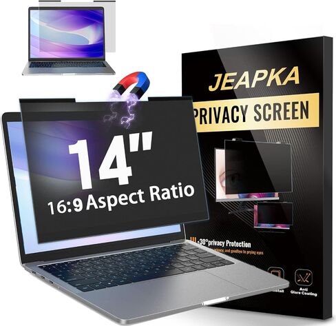 Magnetic Laptop Privacy Screen Filter 14 inch for 16:9 Widescreen Computer Monitor, Removable Anti Blue Light Privacy Shield, Anti-Glare Protector in Kuwait