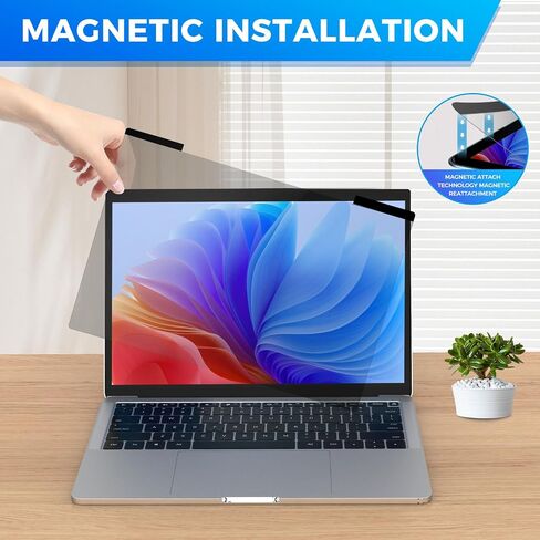 Magnetic Laptop Privacy Screen Filter 14 inch for 16:9 Widescreen Computer Monitor, Removable Anti Blue Light Privacy Shield, Anti-Glare Protector in Kuwait