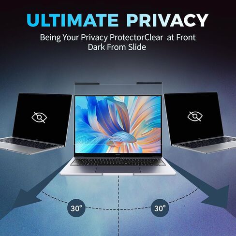 Magnetic Laptop Privacy Screen Filter 14 inch for 16:9 Widescreen Computer Monitor, Removable Anti Blue Light Privacy Shield, Anti-Glare Protector in Kuwait
