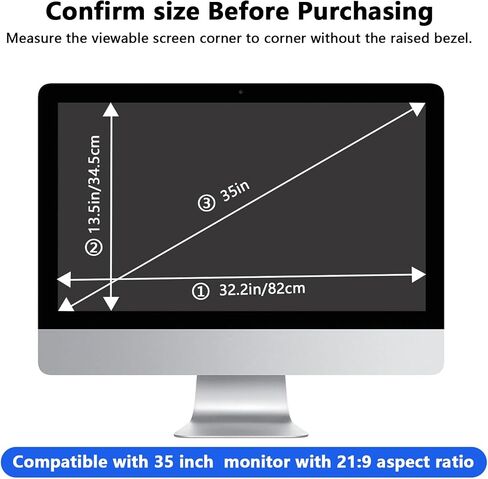 AIZYR Privacy Screen Filter for 35 inch Desktop PC Computer Monitor- Anti-Glare Anti-Scratch Anti-UV Computer Privacy Screen Protector(82X34.5cm) in Kuwait