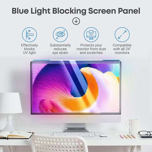 Desktop Computer Screen Filter, Anti-Blue Light Acrylic Protective Film, Removable High-Definition Hanging Eye Protection Filter Film (24 inches) in Kuwait