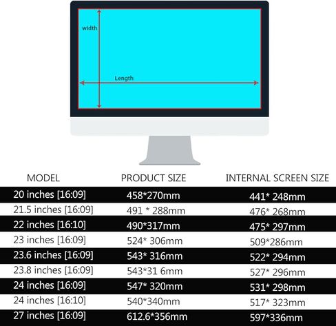 Desktop Computer Screen Filter, Anti-Blue Light Acrylic Protective Film, Removable High-Definition Hanging Eye Protection Filter Film (24 inches) in Kuwait