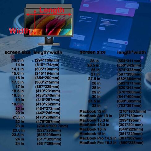 13-32 inch Computer Privacy Screen for Monitor, Anti-Blue Light Monitor Privacy Screen Fliter, Security Shield Filter (27in(597 * 336mm)) in Kuwait