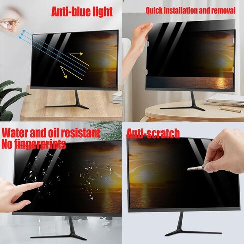 13-32 inch Computer Privacy Screen for Monitor, Anti-Blue Light Monitor Privacy Screen Fliter, Security Shield Filter (27in(597 * 336mm)) in Kuwait