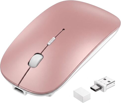Wireless Bluetooth Mouse for Mac Air MacBook Pro Laptop PC Pad Optical Rechargeable Silent Mouse with Jiggler Mode Dual Mode Switch Bluetooth 5.2/3.0 and 2.4G USB-A & USB-C Receiver DarkBlack in Kuwait
