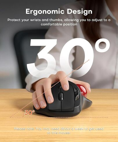 Omikamo Ergonomic Wireless Trackball Mouse, Bluetooth & 2.4G, Red in Kuwait